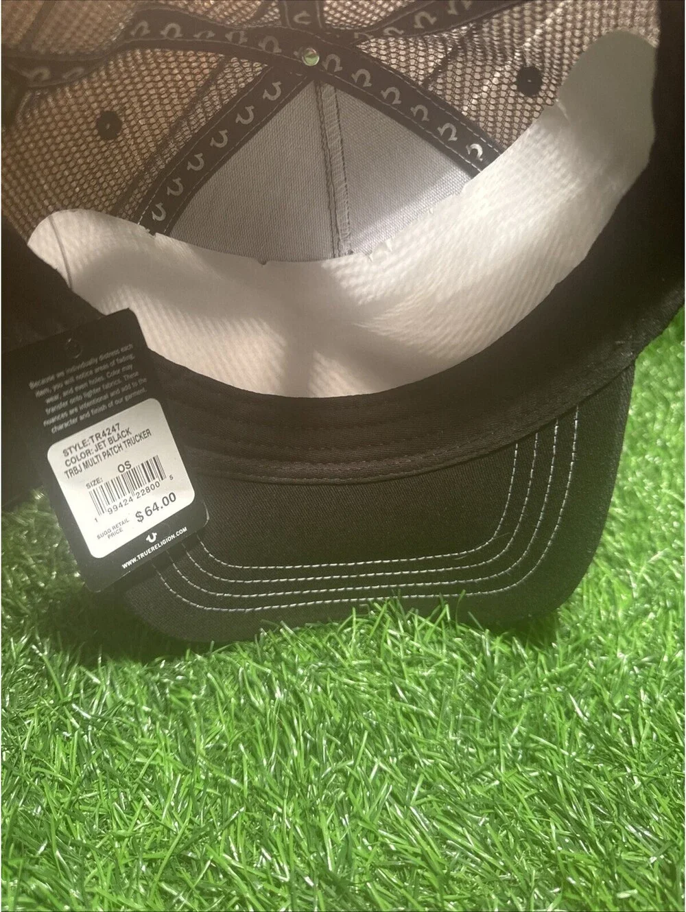 True Religion TR4247 Jet Black Multi Patch Trucker Hat Brand Jeans NWT MSRP $64
